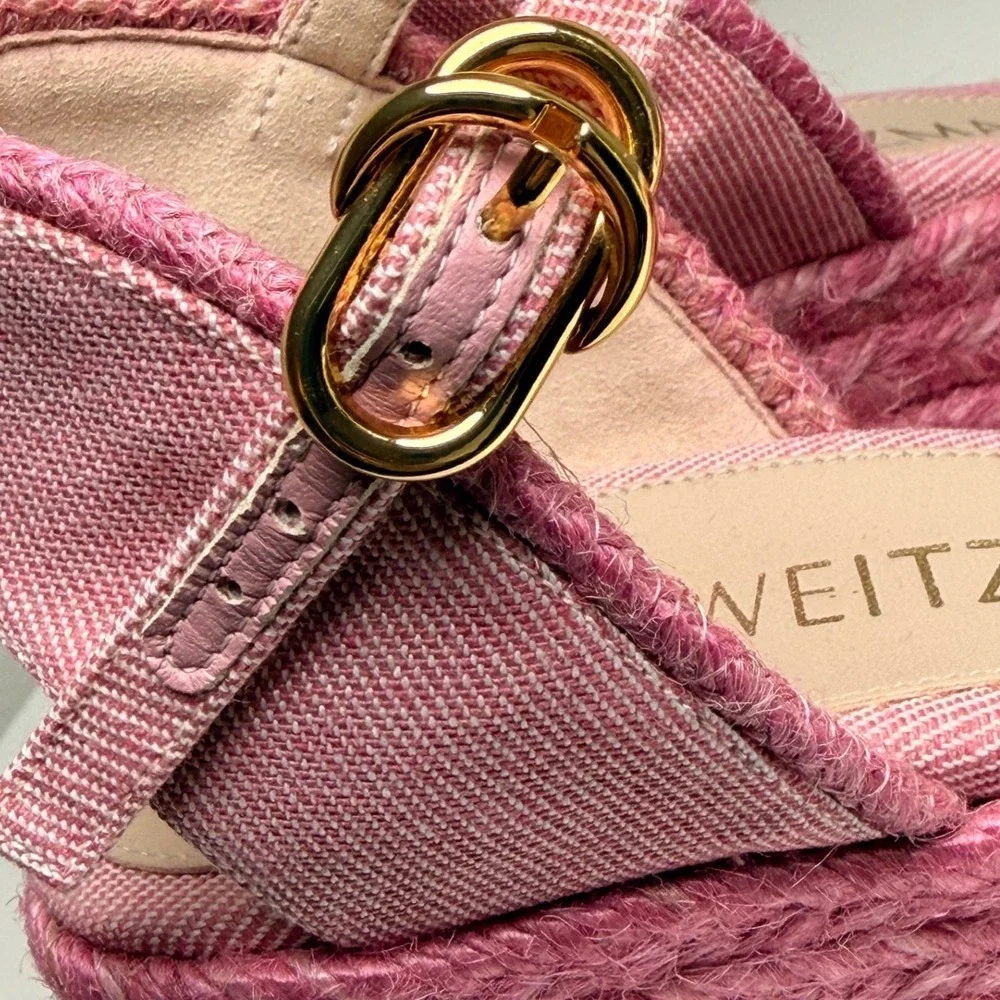 Stuart Weitzman Mirela II Pink Espadrille Wedges 5.5